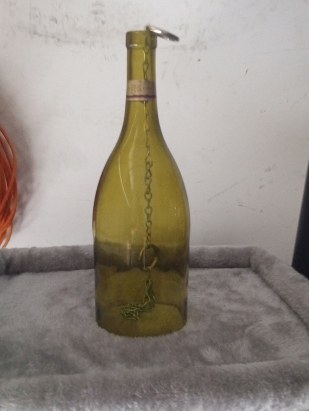 Olive Green Decorative Glass Bottle Pendant Light - Unbranded